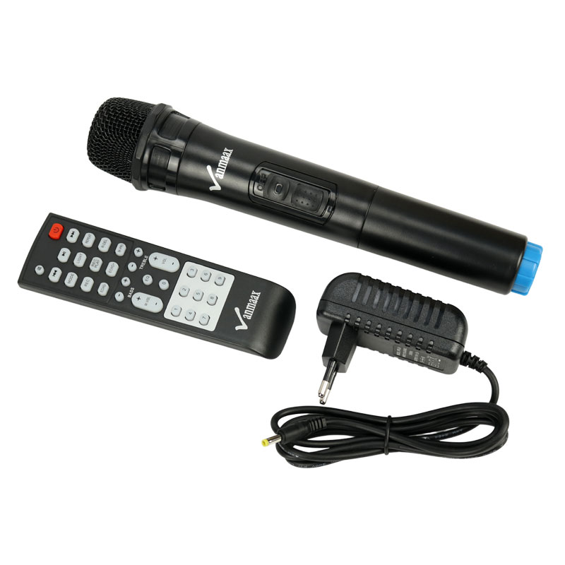 اسپیکر چمدانی بلوتوثی رم و فلش خور Vanmaax MAX-350 + میکروفون و ریموت کنترل