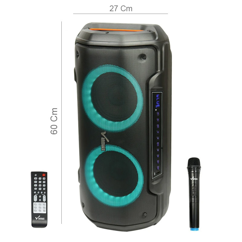 اسپیکر چمدانی بلوتوثی رم و فلش خور Vanmaax MAX-450 + میکروفون و ریموت کنترل