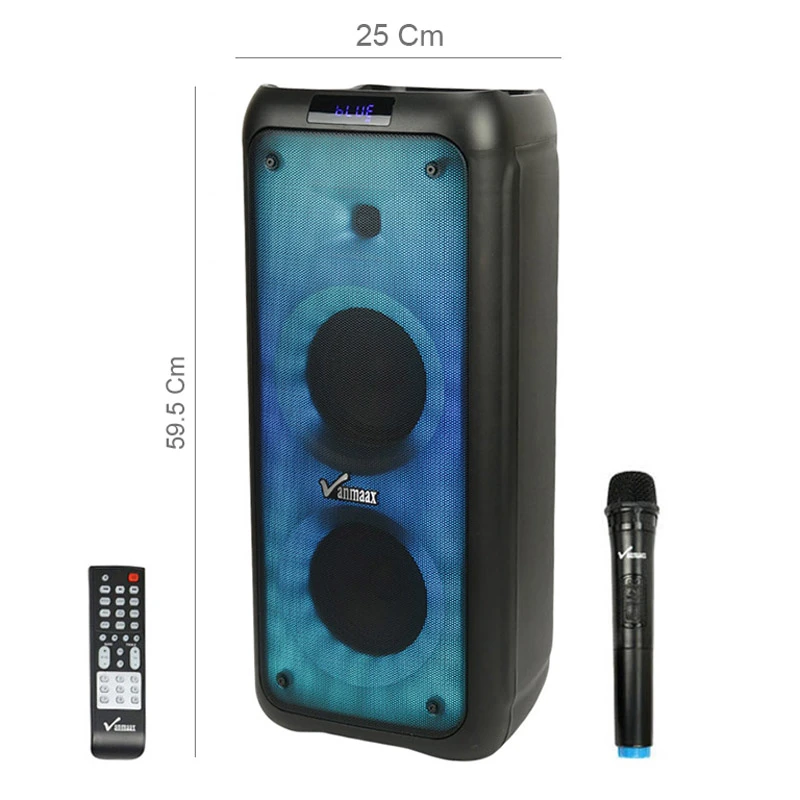 اسپیکر چمدانی بلوتوثی رم و فلش خور Vanmaax MAX-650 + میکروفون و ریموت کنترل