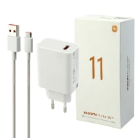 شارژر دیواری فست شارژ Xiaomi Mi 11/13 Lite 5G 3A QC3 PD 33W سرجعبه + کابل Type-C و جعبه گوشی