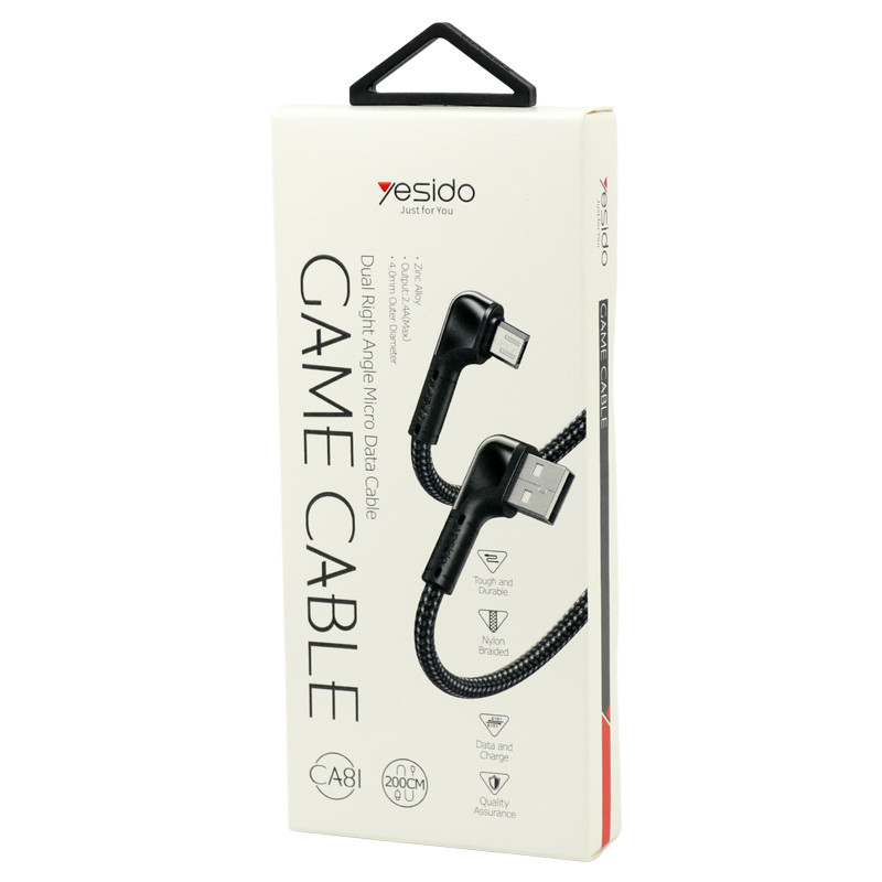 کابل میکرو یو اس بی فست شارژ Yesido CA81 2.4A 2m دو سر L