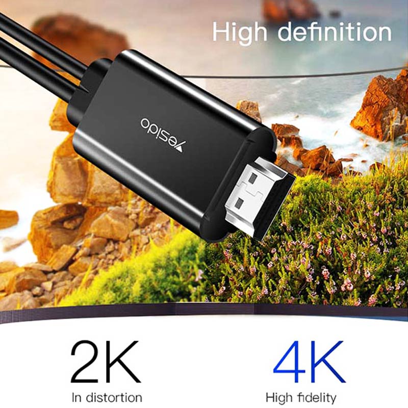 کابل تبدیل Type-C به HDMI 4k یسیدو HM03 طول 1.8 متر