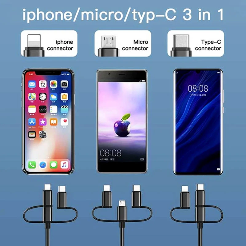 کابل تبدیل Lightning/MicroUSB/Type-C به HDMI یسیدو HM05 طول 1.8 متر