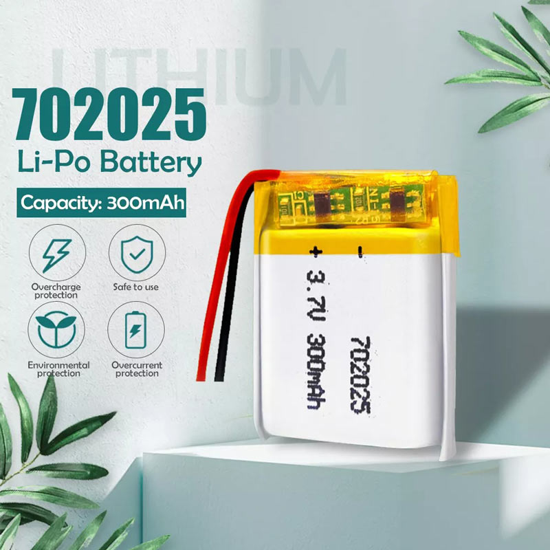 باتری لیتیوم ۳۰۰mAh 25*20*7mm 702025