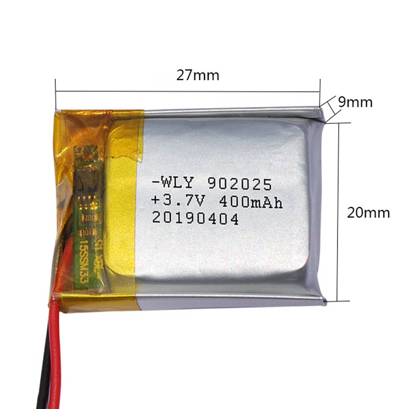 باتری لیتیوم ۴۰۰mAh 27*20*9mm 902025