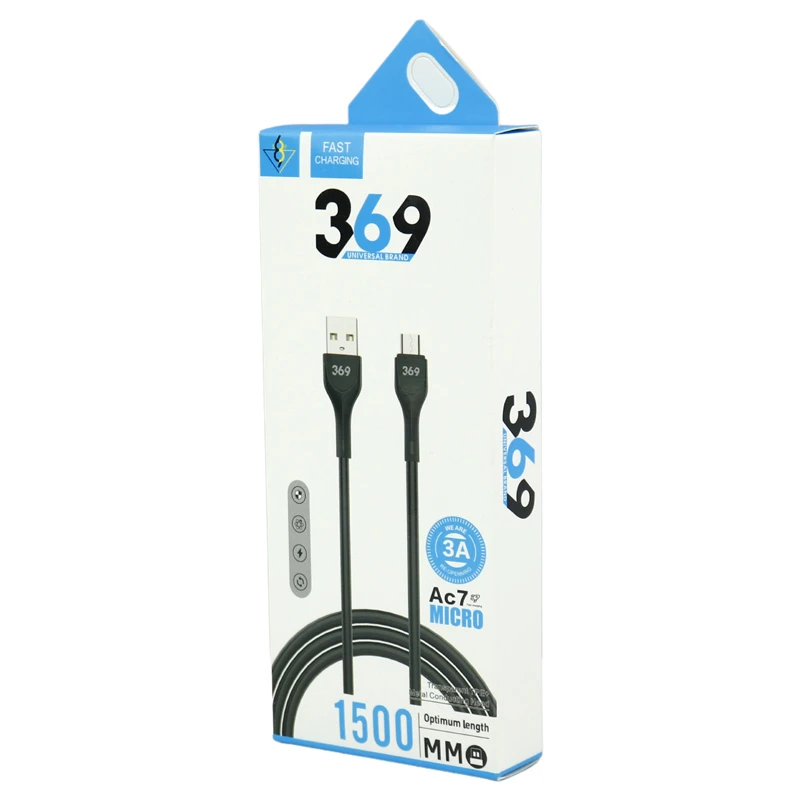 کابل میکرو یو اس بی فست شارژ 3 آمپر Universal Brand 369 AC7 طول 1.5 متر