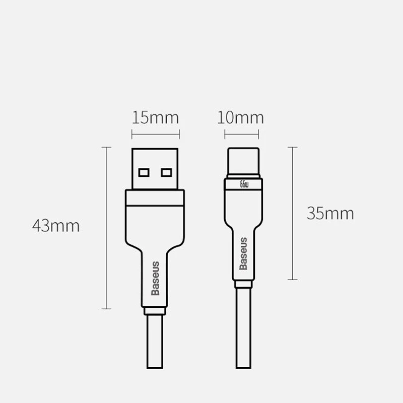 کابل تایپ سی فست شارژ 66 وات باسئوس Cafule Series Metal CAKF00010 طول 1 متر