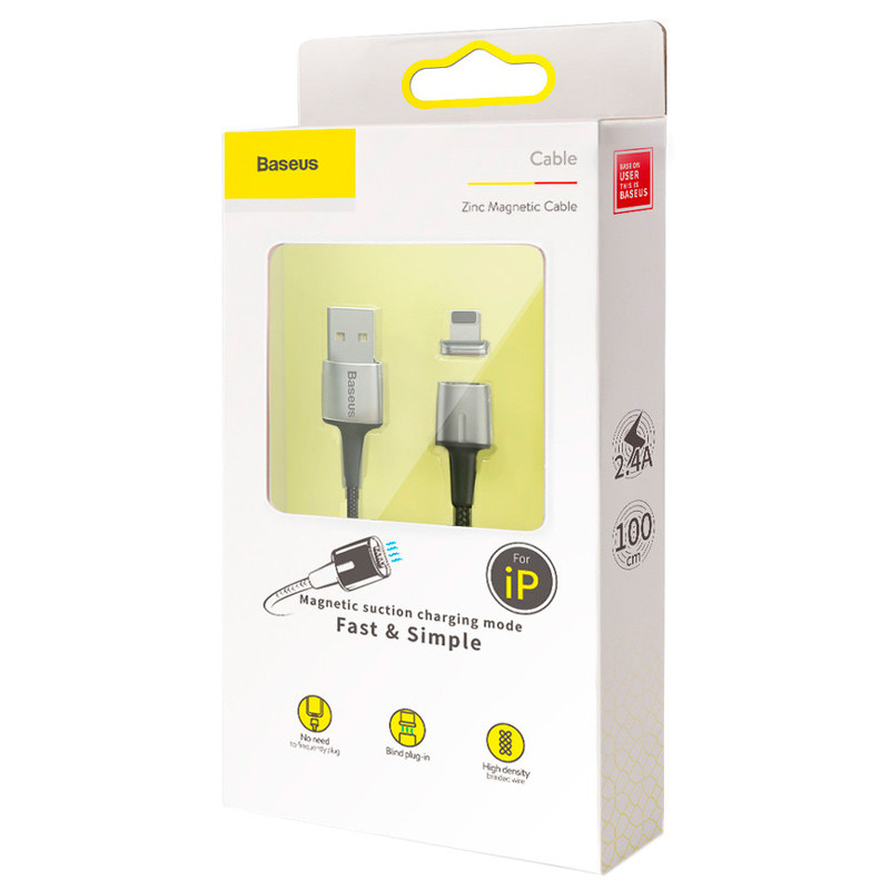 کابل آیفونی فست شارژ مگنتی Baseus Zinc Magnetic CALXC-A 2.4A 1m