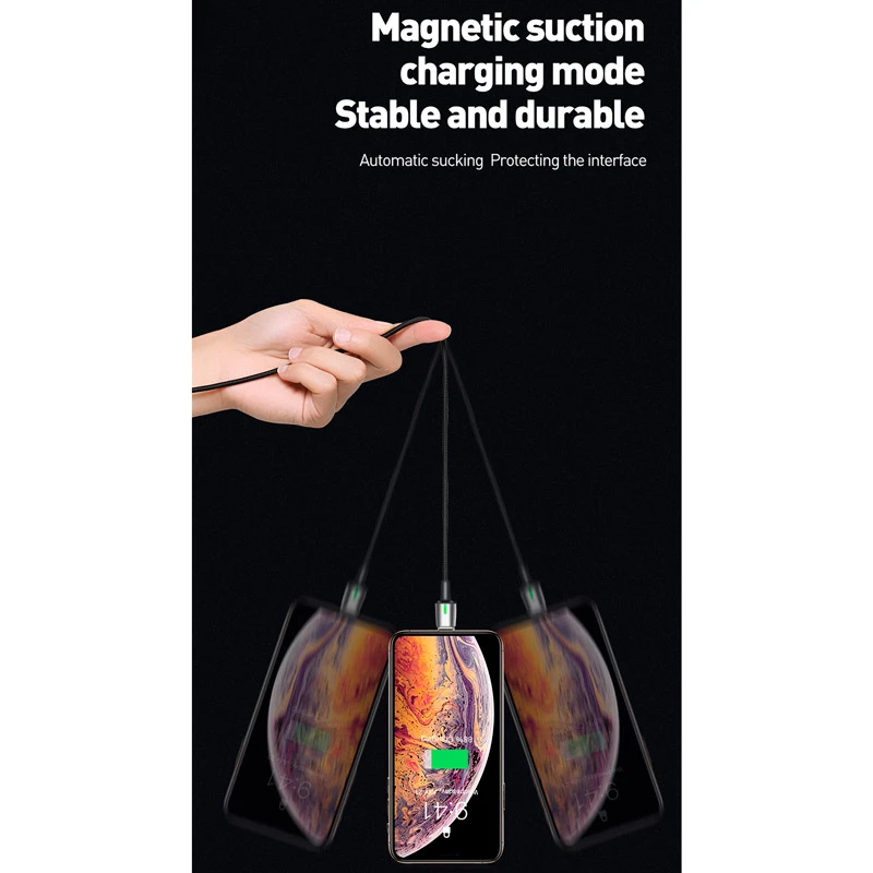 کابل لایتننیگ فست شارژ مگنتی 2.4 آمپر باسئوس Zinc Magnetic CALXC-A طول 1 متر