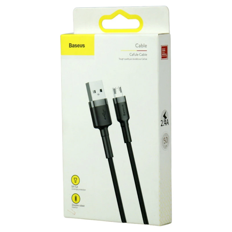 کابل میکرو یو اس بی فست شارژ 2.4 آمپر باسئوس Cafule CAMKLF-A طول 0.5 متر