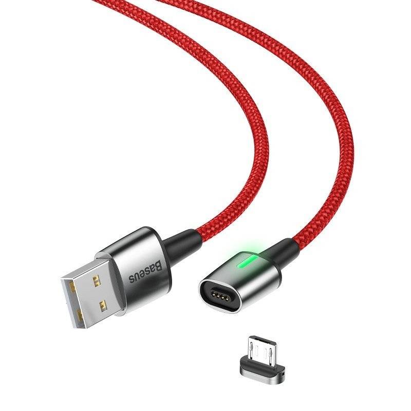 کابل مگنتی میکرو یو اس بی 1.5 آمپر باسئوس Zinc Magnetic CAMXC-B طول 2 متر