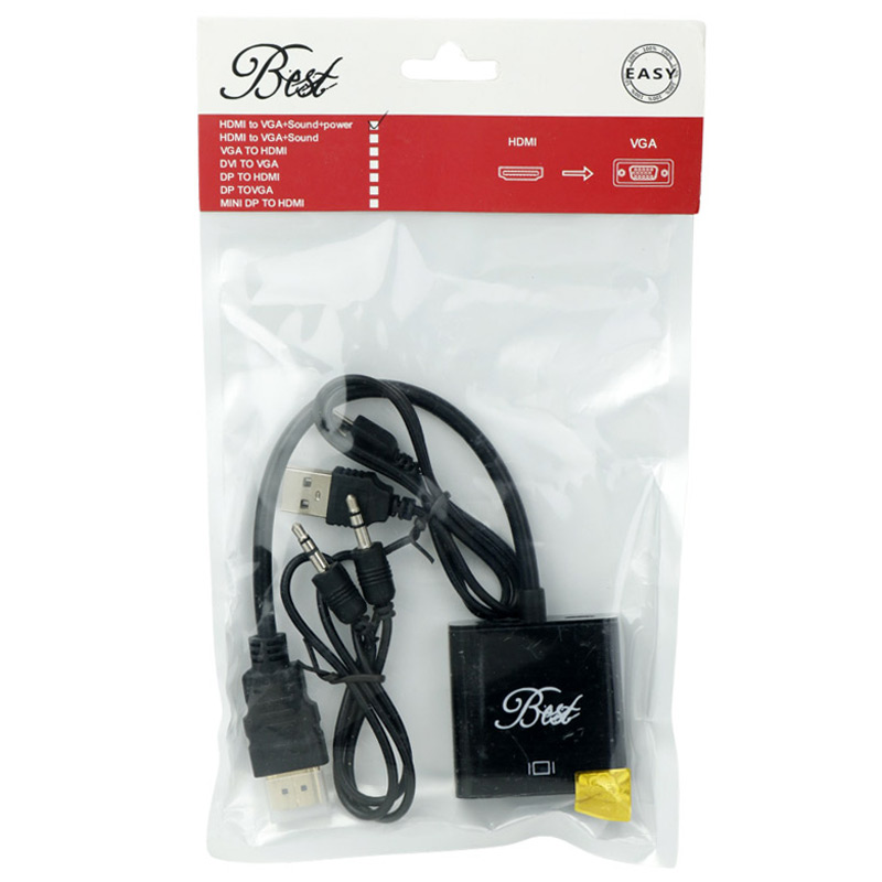 تبدیل Best HDMI To VGA + کابل صدا و کابل Micro USB