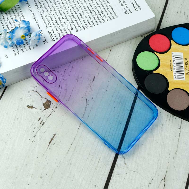 قاب آبرنگی دور رنگی محافظ لنزدار iPhone X/XS