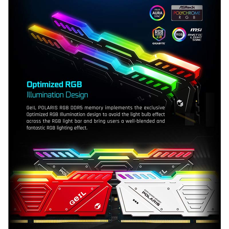 رم کامپیوتر Geil Polaris RGB DDR5 32GB 4800MHz CL40 Dual