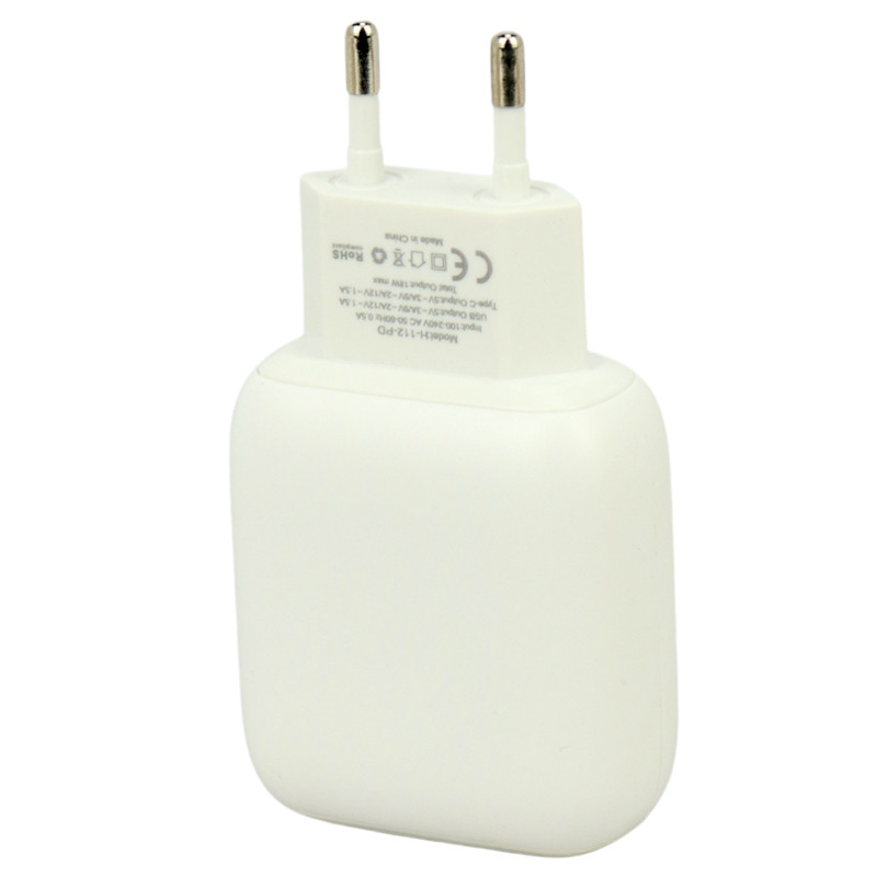 شارژر دیواری فست شارژ Hiska H-112 2Port QC3.0 3A PD 18W + کابل تایپ سی