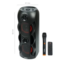 اسپیکر چمدانی بلوتوثی رم و فلش خور Hiska Party Box 1001 + میکروفون و ریموت کنترل
