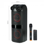 اسپیکر چمدانی بلوتوثی رم و فلش خور Hiska Party Box 1002 + میکروفون و ریموت کنترل