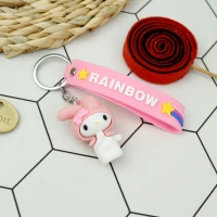 جاکلیدی سیلیکونی + بند آویز شنل صورتی سری C