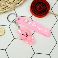 جاکلیدی سیلیکونی + بند آویز خرگوش صورتی 2 سری C