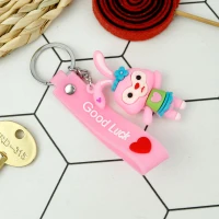 جاکلیدی سیلیکونی + بند آویز خرگوش صورتی سری C