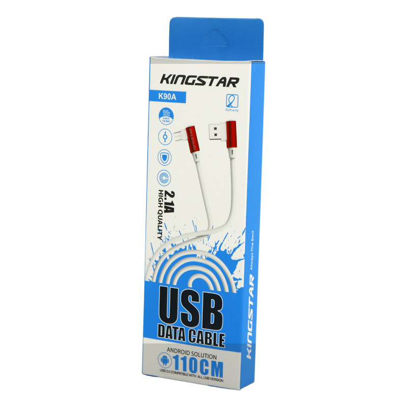 کابل میکرو یو اس بی KingStar K90A 2.1A 1.1m دو سر L