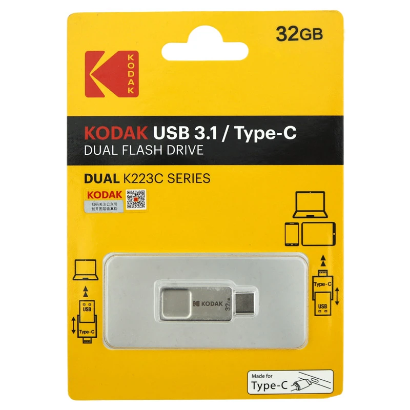 فلش 32 گیگ کداک Kodak Dual K223C USB3.1 OTG Type-C
