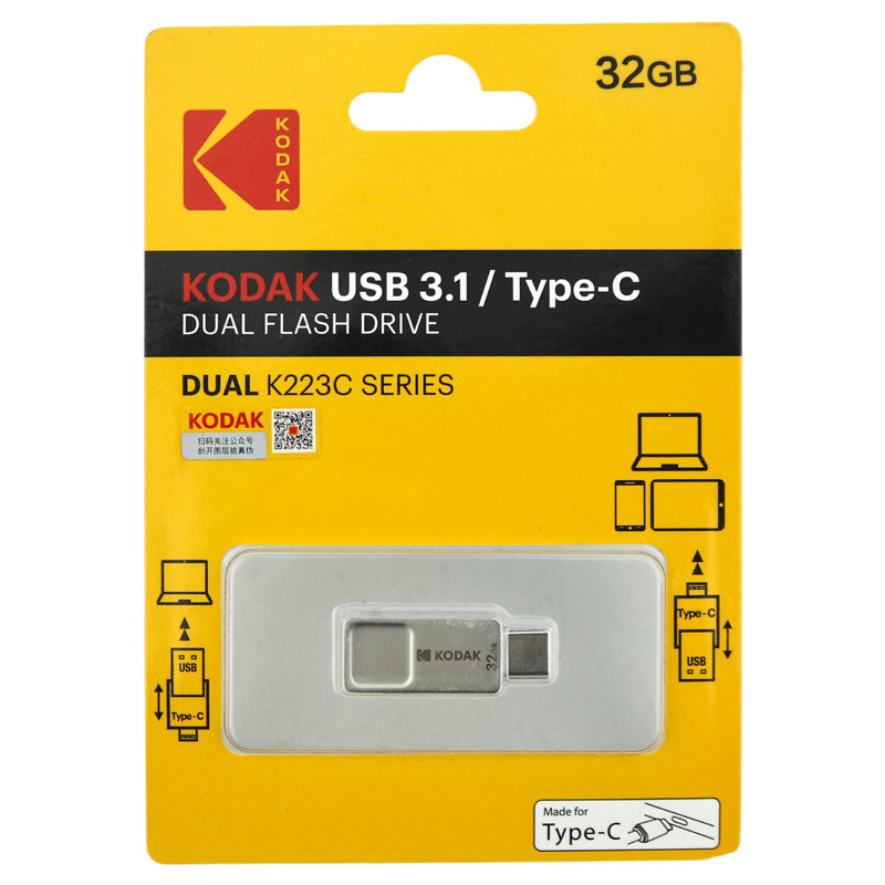 فلش 32 گیگ کداک Kodak Dual K223C USB3.1 OTG Type-C