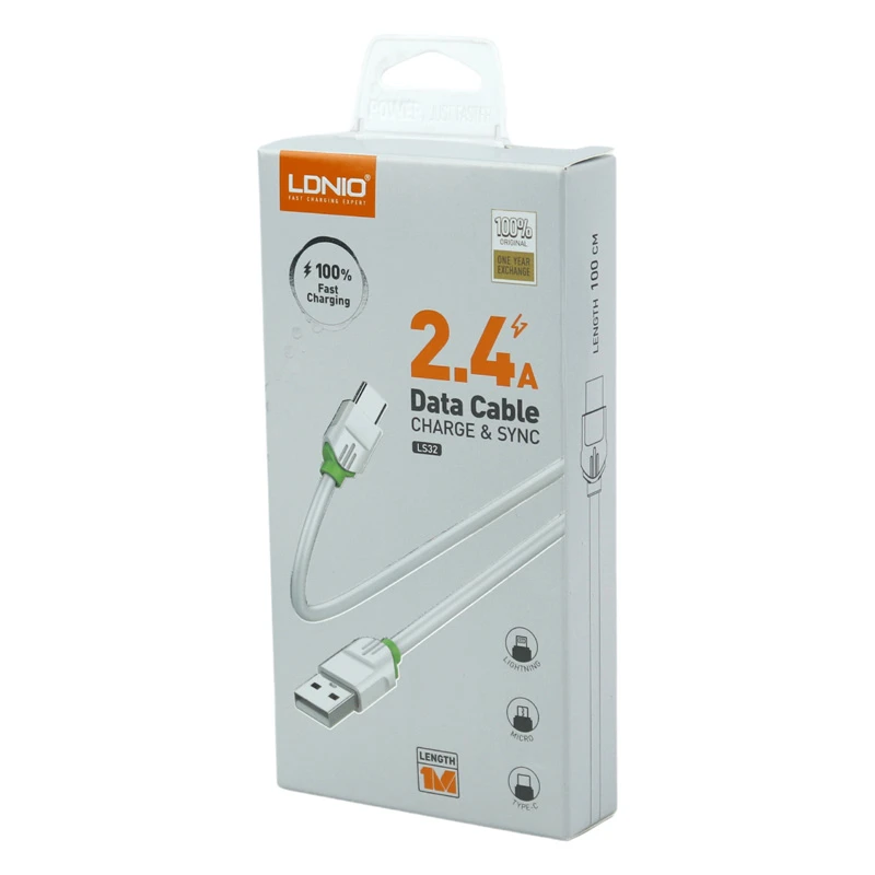 کابل میکرو یو اس بی فست شارژ 2.4 آمپر الدینیو LS32 طول 1 متر