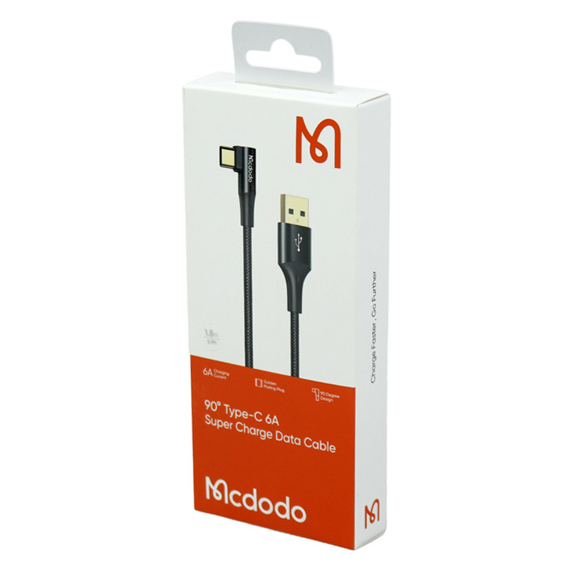 کابل تایپ سی فست شارژ Mcdodo CA-1221 6A 1.8m یکسر L