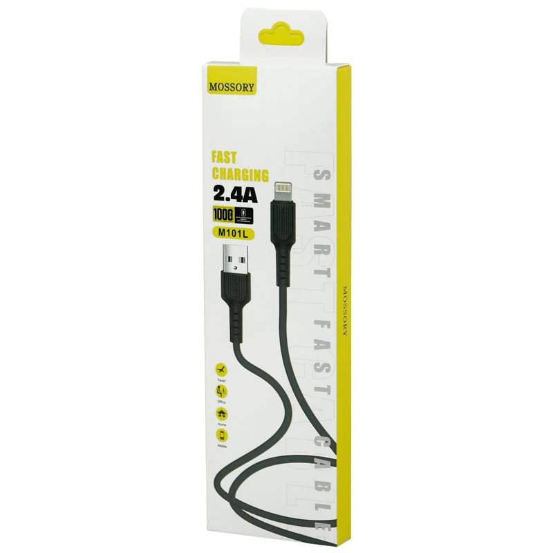 کابل لایتننیگ فست شارژ 2.4 آمپر Mossory M101L طول 1 متر