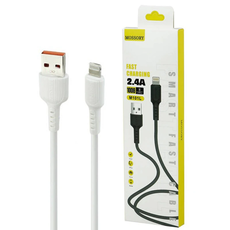 کابل لایتننیگ فست شارژ 2.4 آمپر Mossory M101L طول 1 متر