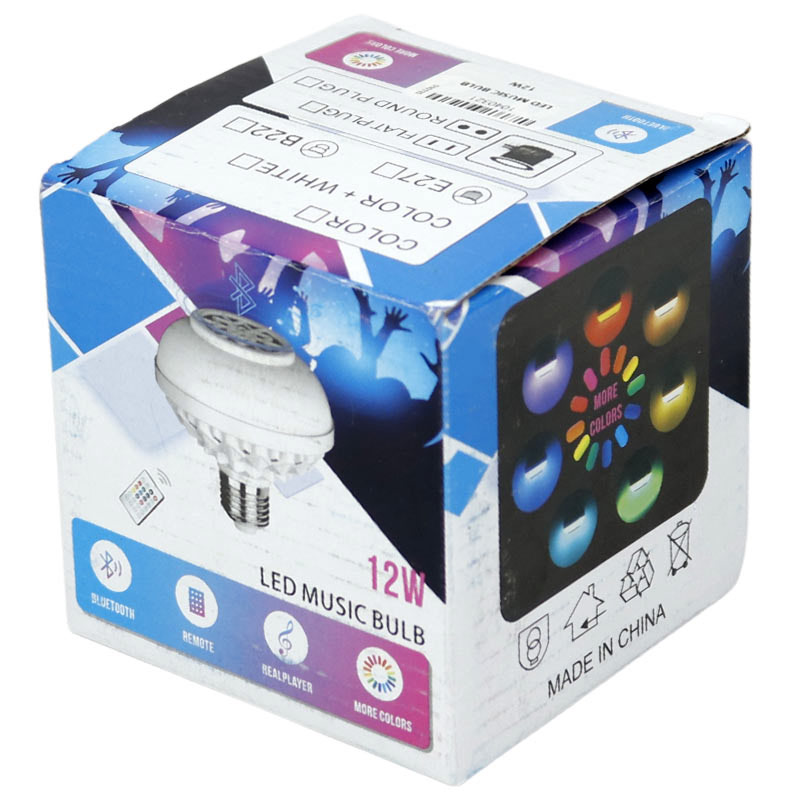 لامپ LED اسپیکر دار بلوتوثی Music Bulb 12W E27 طرحدار + ریموت کنترل