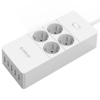 چند راهی 4 خانه برق ارت دار اوریکو با کابل 1٫5 متری Orico HPC-4A5U-V1-EU + شارژر USB