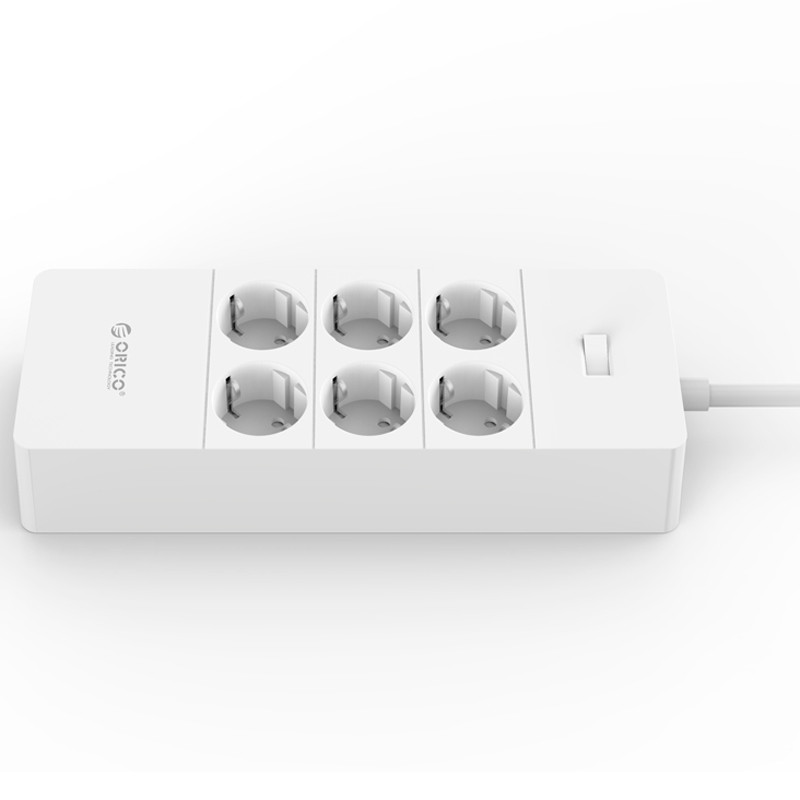 چند راهی 6 خانه برق ارت دار اوریکو با کابل 1٫5 متری Orico HPC-6A5U-V1-EU + شارژر USB