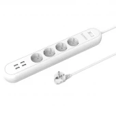 چند راهی 4 خانه ارت دار اوریکو ODE-4A4U-EU با کابل 1.5 متری + شارژر USB
