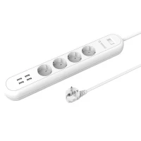 چند راهی 4 خانه برق ارت دار اوریکو با کابل 1٫5 متری Orico ODE-4A4U-EU + شارژر USB