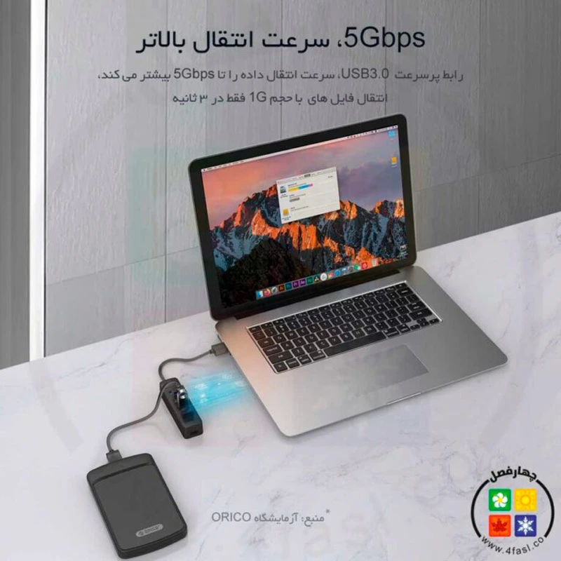 هاب 4 پورت Type-C اوریکو TWC3-4A