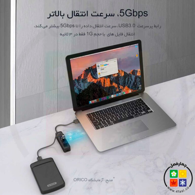 هاب 4 پورت Type-C اوریکو TWC3-4A