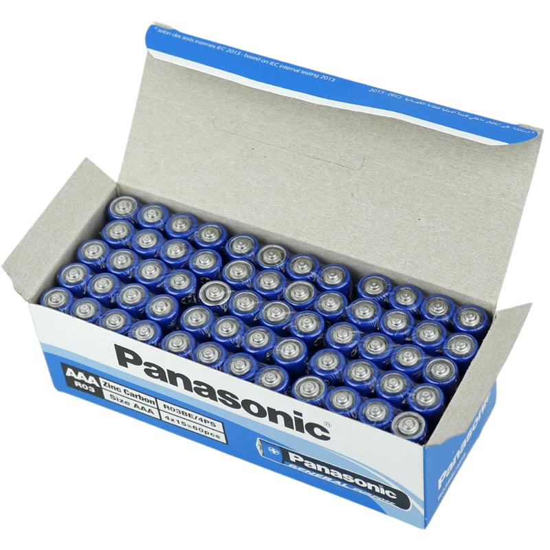 باتری چهارتایی نیم قلمی Panasonic General Purpose R03BE/4PS 1.5V AAA بسته 60 عددی شرینک