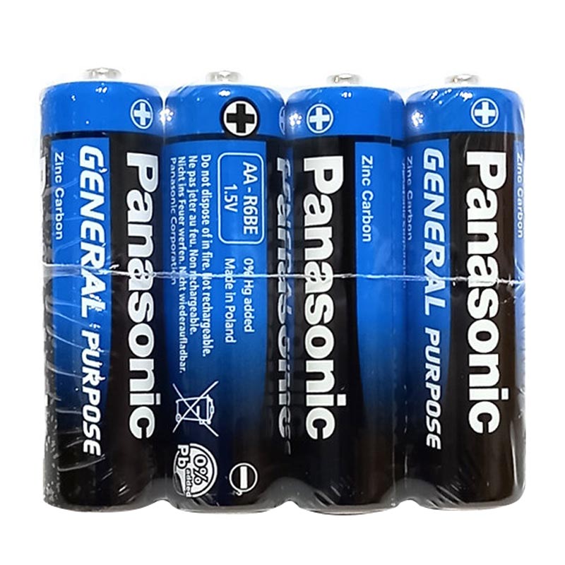 باتری چهارتایی قلمی Panasonic General Purpose R6BE/4PS AA بسته 60 عددی شرینک