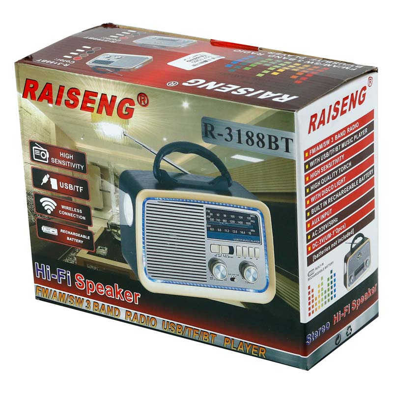 رادیو اسپیکر بلوتوثی رم و فلش خور Raiseng R-3199BT