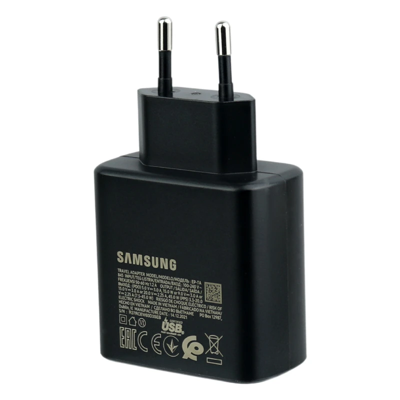 شارژر دیواری 45 وات سامسونگ EP-TA845 PD 3A + کابل تبدیل تایپ سی