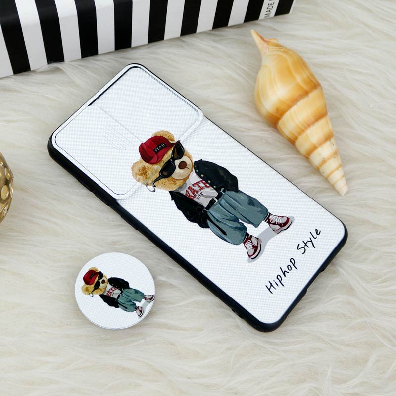 قاب طرحدار محافظ لنزدار کشویی + پاپ سوکت Samsung Galaxy S21 FE 5G سری F