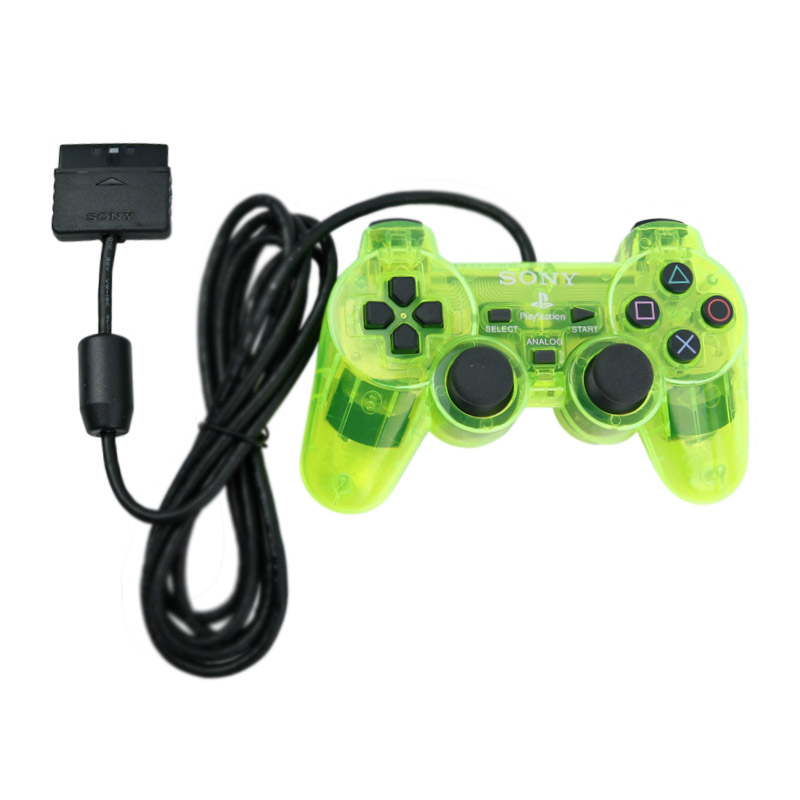 دسته بازی تک شوکدار Sony PS2 شیشه ای سبز شرینک