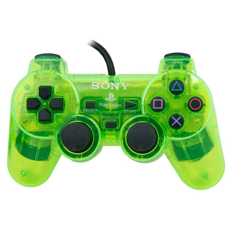 دسته بازی تک شوکدار Sony PS2 شیشه ای سبز شرینک