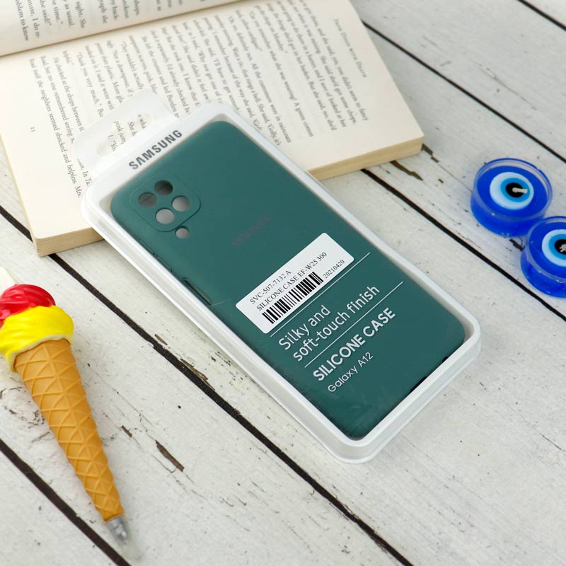 قاب سیلیکونی اصلی زیربسته سامسونگ Galaxy A12 / M12 محافظ لنزدار