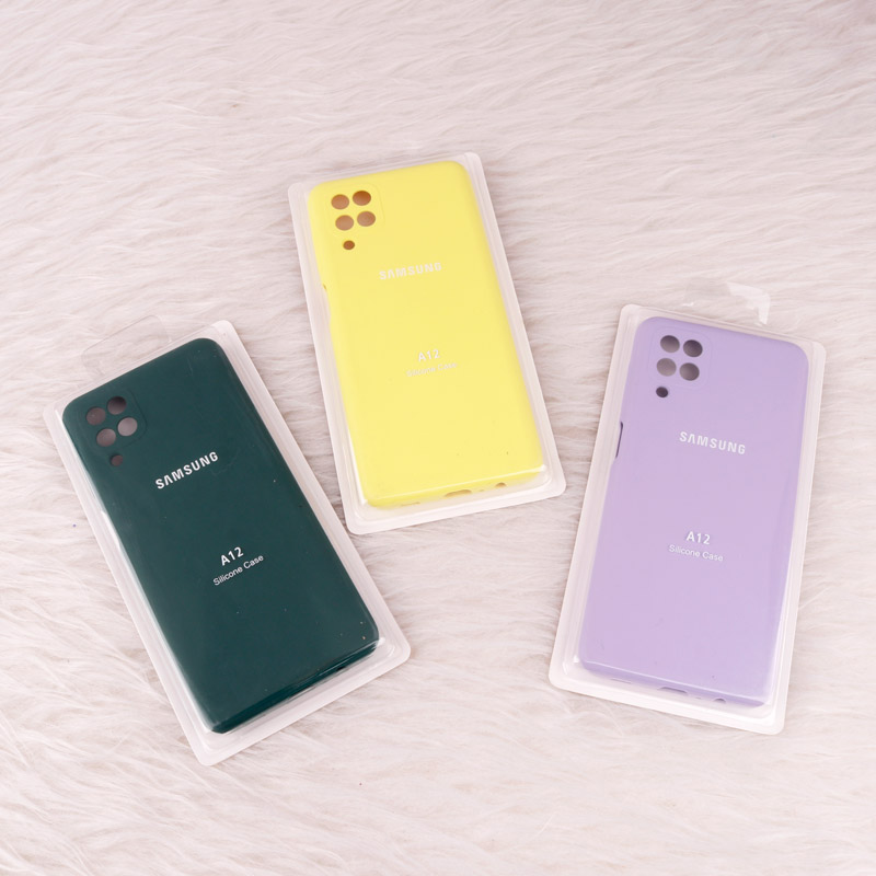 قاب سیلیکونی اصلی زیربسته سامسونگ Galaxy A12 / M12 محافظ لنزدار
