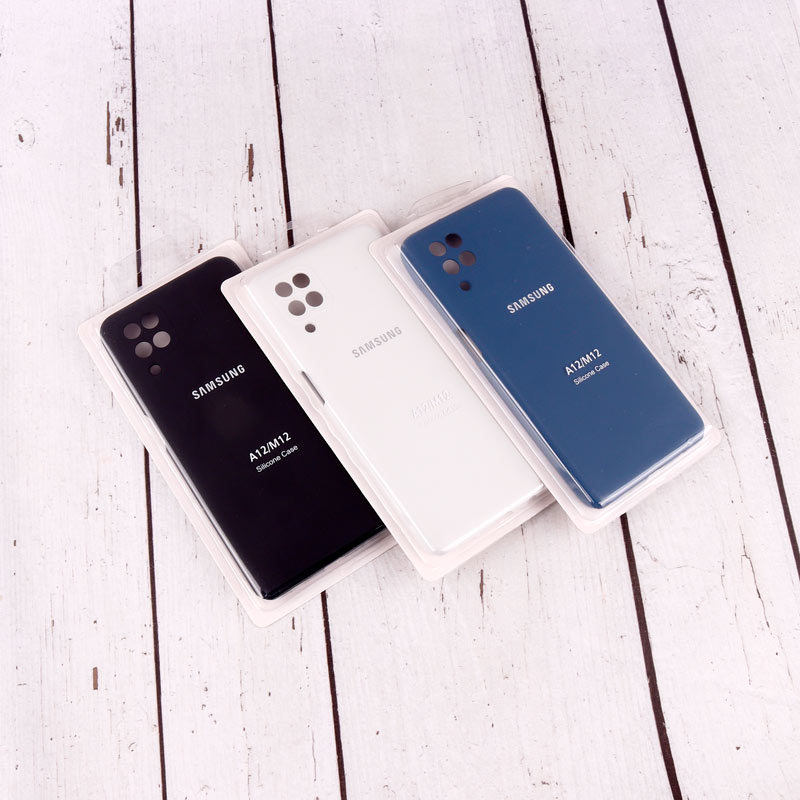 قاب سیلیکونی اصلی زیربسته سامسونگ Galaxy A12 / M12 محافظ لنزدار