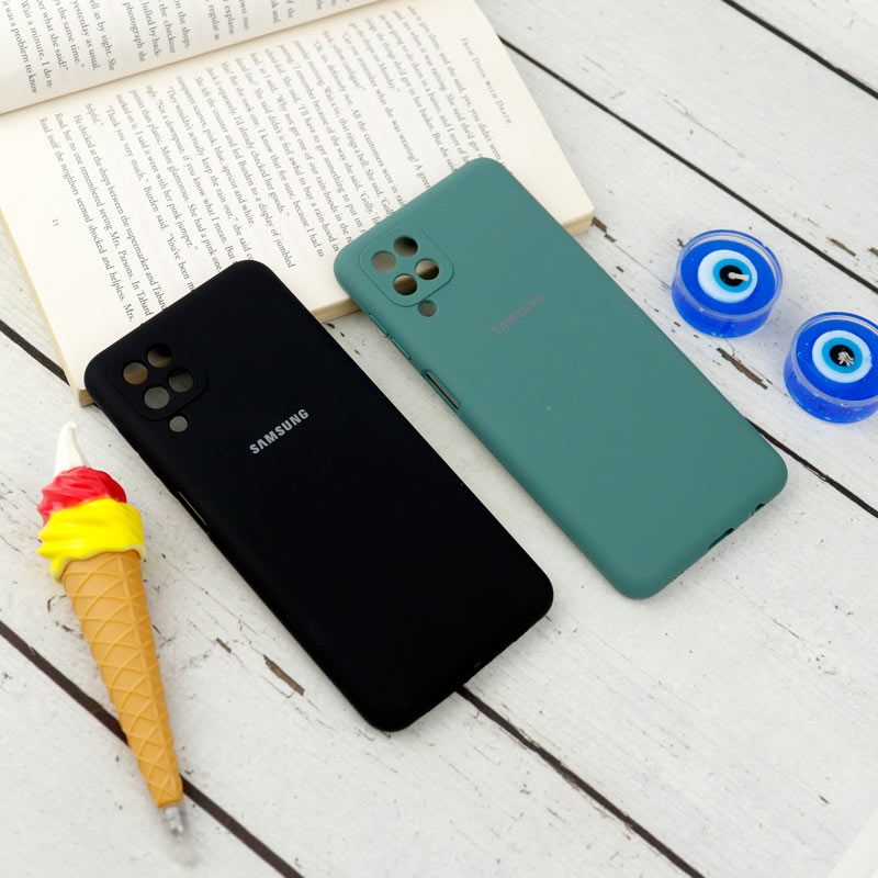 قاب سیلیکونی اصلی زیربسته سامسونگ Galaxy A12 / M12 محافظ لنزدار