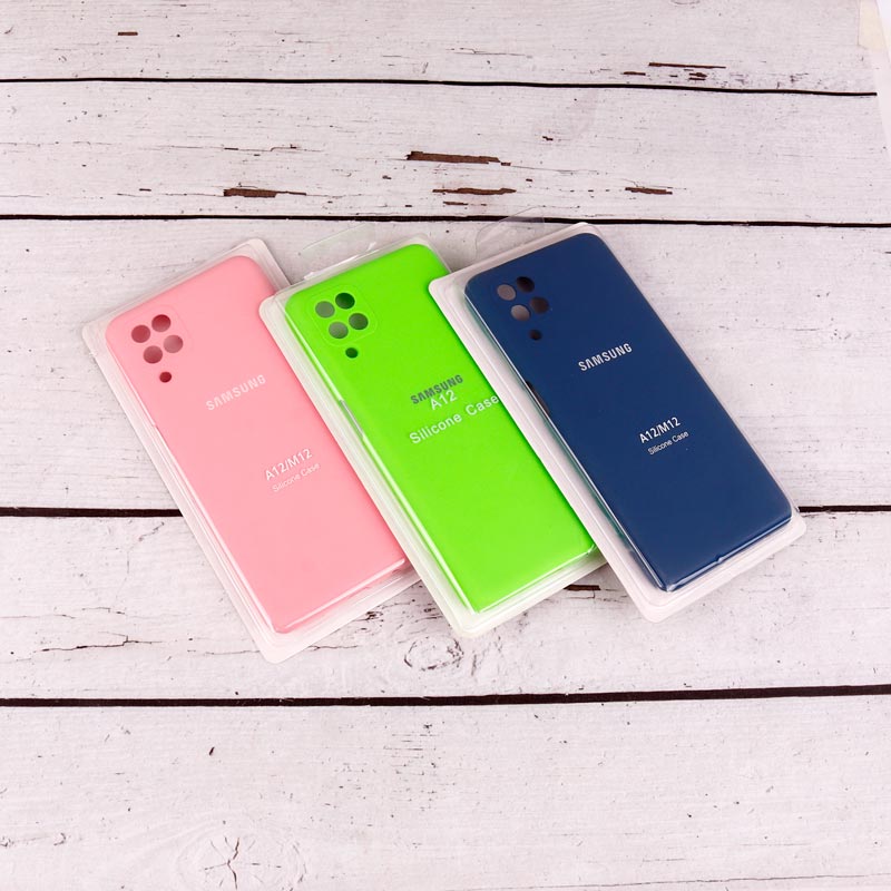 قاب سیلیکونی اصلی زیربسته سامسونگ Galaxy A12 / M12 محافظ لنزدار